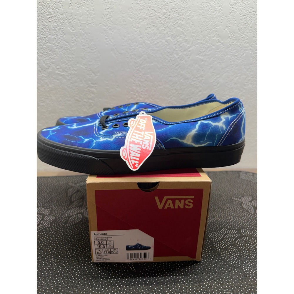 Vans Authentic Lightning Black Blue Sneakers VN0A5HZS9FT Mens 9 Womens 10.5